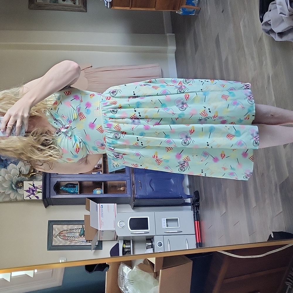 Unique Vinatge Popcorn Cotton Candy Luma Retro Style Dress Fit And Flare Size M - Picture 3 of 15
